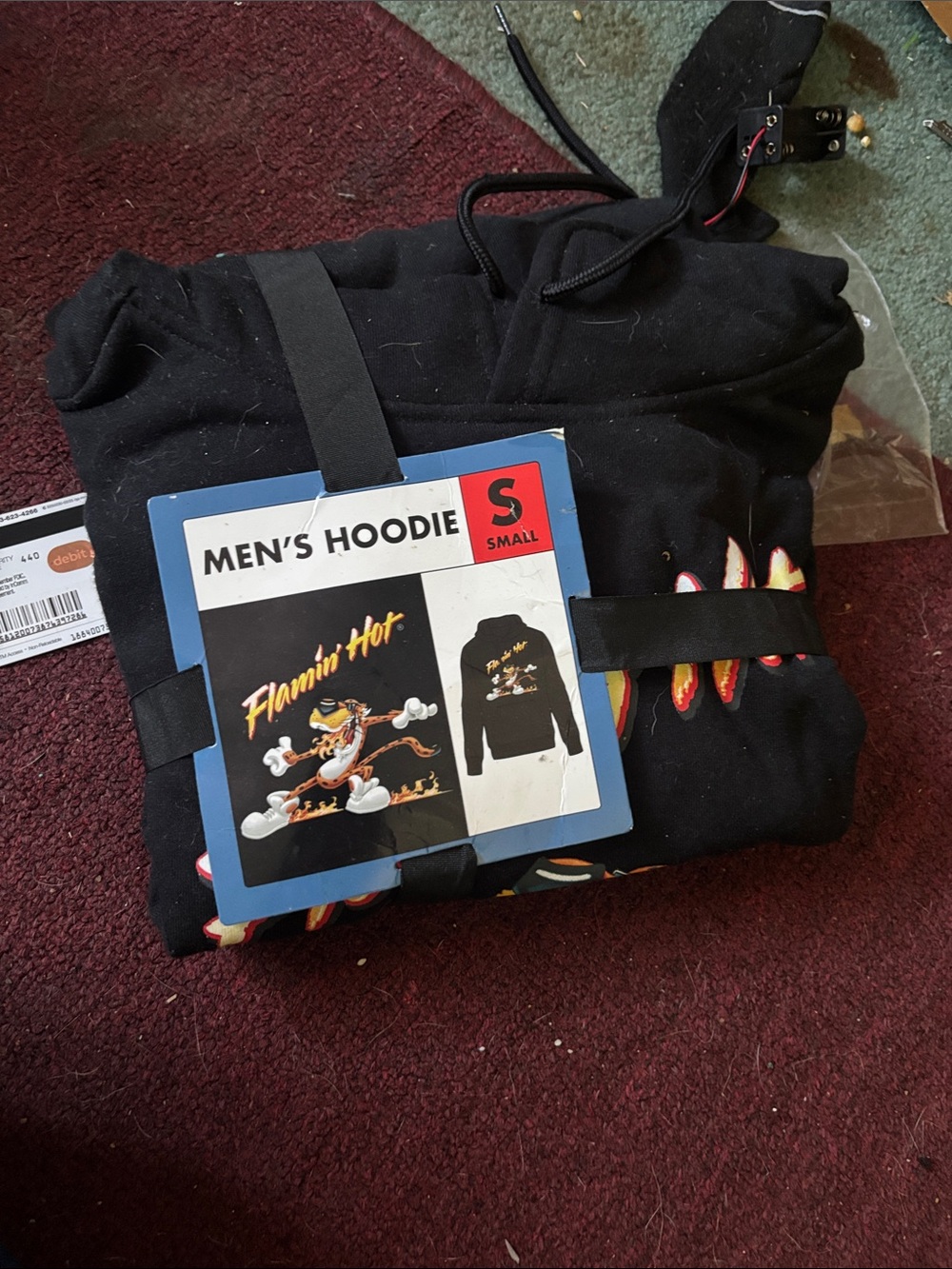MAD Engine Black Pullover Hoodie with Flame and Cartoon Print
